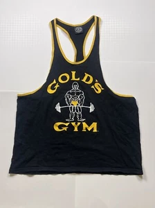 Vintage 90s Golds Gym Mens Black Stringer Gym Racerback Muscle Tank Top X-Large - Bild 1 von 7