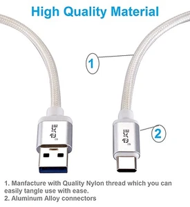 Strong Braided Heavy Duty USB C 3.1 Type-C Data Snyc Charger Charging Cable - Imagen 1 de 48