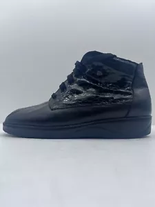 Finn Comfort Shoe Lace Up Black Skin Style Leather Wool Lined UK 7 US 9 READ - Picture 1 of 11
