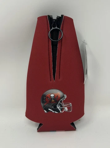 NEW Tampa Bay Buccaneers Bottle Hugger 12 oz Zip Up Koozie Jacket NFL Two Sided Cover