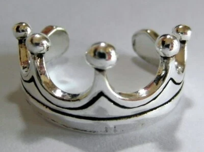 Regalo de Acción de Gracias para Mujer Metal Sólido 925 SS Lindo Anillo Corona Ajustable Puntera Foto 1 de 3