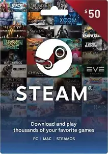 Steam Gift Card Pc Prepaid Gift Card Game Card Game Gift Card $50 - Picture 1 of 3