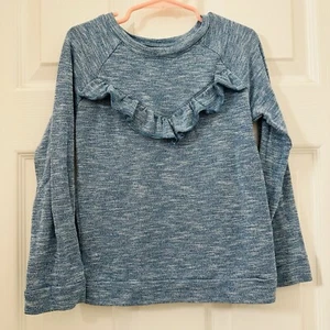 Carter’s Girls 5T Blue Ruffle Pullover Sweater Preppy Cozy Winter Holiday - EUC - Picture 1 of 4