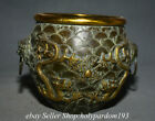 8" Marked Old Chinese Bronze Gilt Dynasty Dragon Pattern Vessel Jar Pot