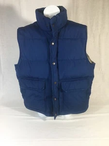 Hermans gefütterte Gänsedaunenweste blau Druckknöpfe und Reißverschluss vorne Gr. Medium - Bild 1 von 5