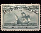 HS&C: Scott #232 Mint 3 Cent Columbian Fresh large margin VF/XF H US Stamp