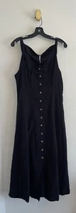 Free People Womens Midi Maxi Dress Button Front Sleeveless S Small Black New Nwt - Picture 1 of 6
