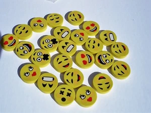 EMOJI ERASERS LOT OF 50 CARNIVAL PARTY TOY FAVORS 1 INCH - Picture 1 of 3