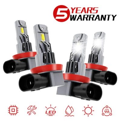 4 белые светодиодные лампы дальнего/ближнего света 6000K для Pontiac G6 2005 2006 2007-2010 - Изображение 1 из 4