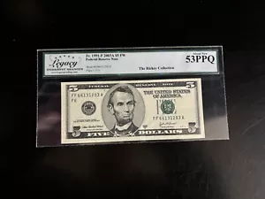 DBR 2003-A $5 FRN Atlanta Fr. 1991-F Legacy 53 PPQ Serial FF66131283A - Picture 1 of 2