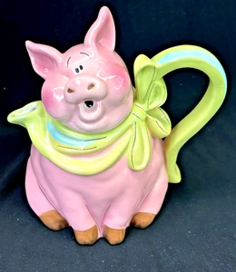 Blue Sky Schwein Teekanne signiert Heather Goldminc - Bild 1 von 14