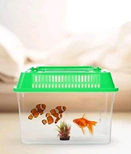 Portable Handheld Plastic Fish Tank With Glow In Dark Fish Gravel And Cage - Picture 1 of 21