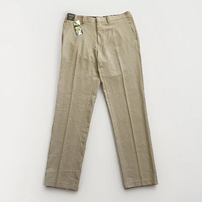 Pantalones de vestir Haggar 34x32 Premium cómodos tostados ajustados rectos flexibles sin arrugas NUEVO Foto 1 de 4