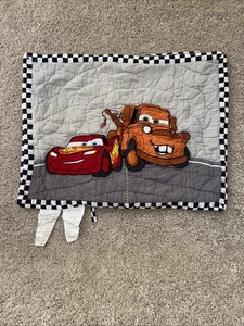 Pottery Barn Kids Disney Pixar Cars Pillow Sham Quilted Tow Mater Checkered Flag - Picture 1 of 4