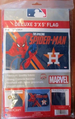 NIP Marvel Deluxe 3' x 5" Spider Man Huston Astros Wincraft Flag - Image 1 of 2