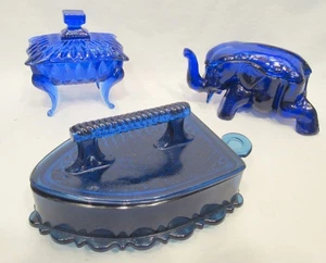 VINTAGE MIXED LOT OF IMPERIAL GLASS FLAT IRON COVERED DISH AND 2 IND (EZS002670) - Picture 1 of 12