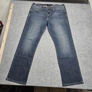 Rock & Republic Jeans Men 36x32 Blue Neil Straight Stretch Whiskered Embroidered - Picture 1 of 12