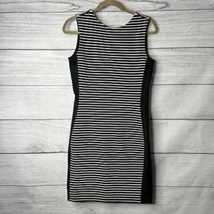 Athleta Dress Black White Stripe Bodycon size S Mala Stretch Sleeveless Scoop - Imagen 1 de 5