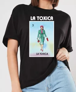 La Toxica Loteria Mexican Bingo Short Sleeve V-Neck Shirt Women's Racer back Tox - Picture 1 of 22