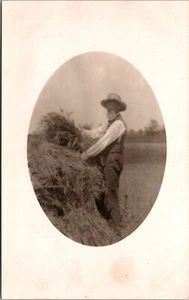 CARTOLINA RPPC Agricoltura Vecchio Campo di Grano Agricoltura 1904-1918 JD24 - Foto 1 di 2