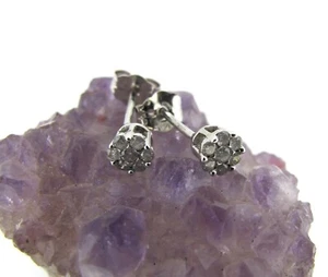 .15 ct tw Diamonds Round Cut 14k White Gold Butterfly Backs Stud Earrings - Picture 1 of 5