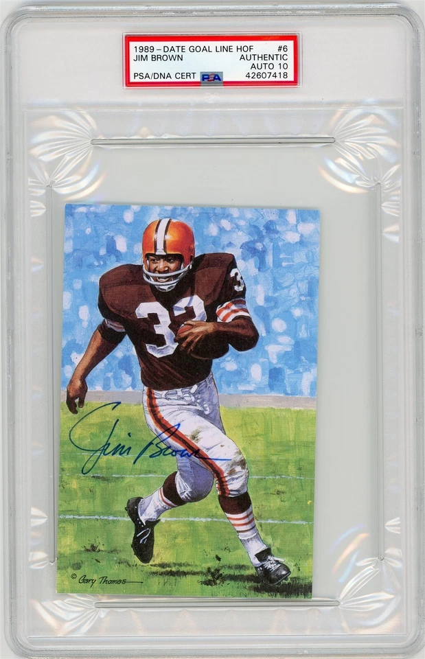 Jim Brown Signed Goal Line Art Card GLAC - PSA DNA 10 - Image 1 of 1