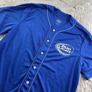Bud Light Baseball Jersey Mens Extra Large Blue White Beer Anheuser Busch Shirt - Picture 1 of 8