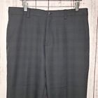 Kenneth Cole Dress Pants Mens 36X30 Gray Plaid Flat Front