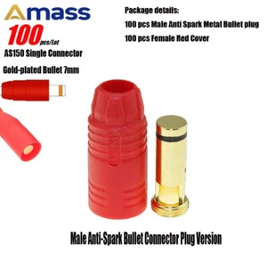 100pcs Single AMASS AS150 Anti-Spark 7mm Male Connector Red Female Cover for Car - Picture 1 of 7