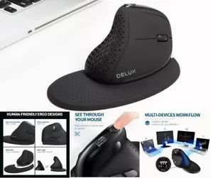 Delux M618XSD Seeker Vertical Mouse, OLED, 4000DPI, Rechargeable, 1000mA, PC - Picture 1 of 10
