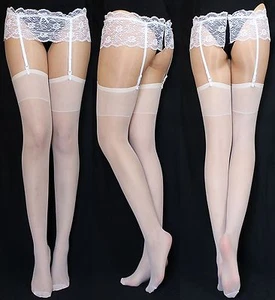 2 PAAR Straps BRAUT Strümpfe CREME ECRU Strapse Universalgröße Strapsstrümpfe - Imagen 1 de 2