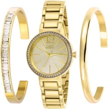 Invicta Angel Quartz Crystal Gold Dial Ladies Watch and Bangle Set 9269