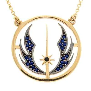 Star Wars Necklace Jedi Pendant Mens Jewellery Necklace Silver Sterling 925 Blue - Picture 1 of 4
