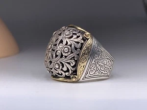 KONSTANTINO Sterling Silver & 18k Yellow Gold Filigree Dome Ring Size 7.5 - Picture 1 of 10