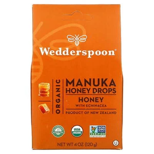 Wedderspoon Organic Manuka Honey Drops w/ Echinacea Dairy & Egg Free 4 Oz 6 Pack - Picture 1 of 6