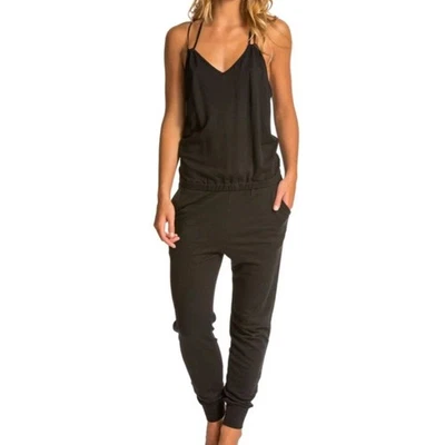 Beyond Yoga Jumpsuit pima cotton french terry mesh back womens Black small comfy - Image 1 of 4