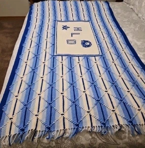 Handmade Afgan Blue And White Large 40" X 72" Nice - Picture 1 of 8