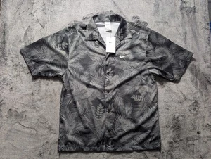 Nike Short Sleeve Button Up Hawaiian Shirt Men's Size Medium Gray - Picture 1 of 10