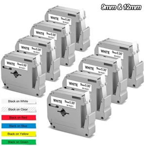 For Brother P-Touch M-K221 M-K231 9mm / 12mm Label Tape White PT-65 75 80 M95 - Picture 1 of 22