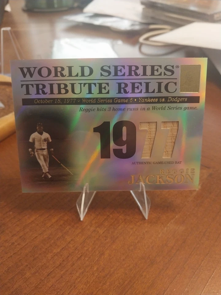 Reliquia de murciélago de plata Reggie Jackson Serie Mundial Topps Tribute 2003/425 Foto 1 de 4
