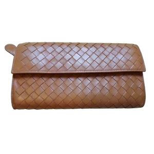 Billetera Larga BOTTEGA Continental Cuero Rojo Beige [Usada] 100% Auténtica - Imagen 1 de 10