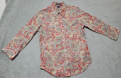 Camisa American Living multicolorida manga longa paisley com botões média - Imagem 1 de 4