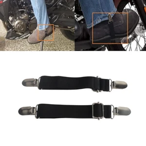 2Pcs Motorcycle Adjustable Pants Leg Pedal Non Slip Clamps Straps Clips Holder - Picture 1 of 8