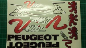 Peugeot V-Clic Vclic VClick Decals/Stickers Pug Scooter Red/black/silver - Picture 1 of 10