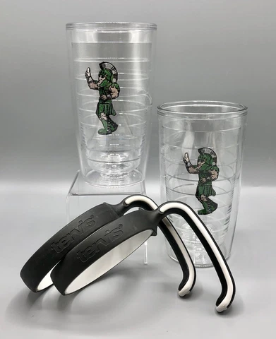 2ea 16OZ Tervis Tumbler  W/ Handle Michigan State University SPARTY /b Cover