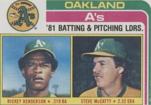 1982 Topps - Team Checklist #156 Steve McCatty, Rickey Henderson HOF EX-NM