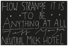 NEUTRAL MILK HOTEL JEFF MANGUM SIGNED LYRIC CARD AND STAMPED ENVELOPE AEROPLANE