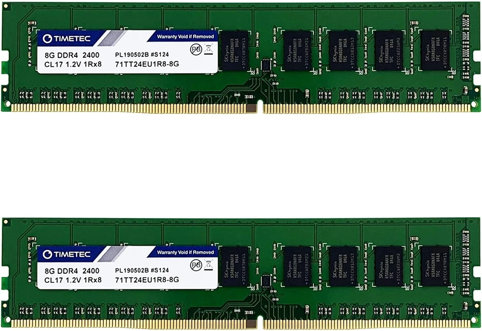 Timetec Hynix IC 16GB KIT (2x8GB) DDR4 2400MHz PC4-19200 Unbuffered ECC Memory - Image 1 of 1