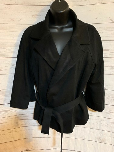 Giacca cappotto donna Michael Kors nero doppiopetto con cintura taglia M
