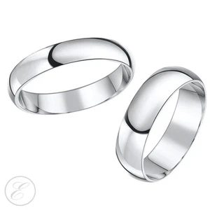 18 Karat Weißgold Seine & Ihre Hochzeitsbänder Set 5 mm & 6 mm Ringe einfarbig & gestempelt - Bild 1 von 3
